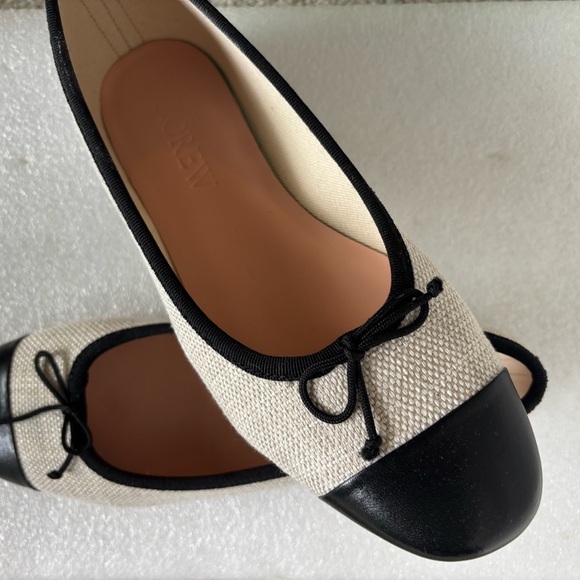 J. Crew Black and Cream Ballet Flats with Bow - Picture 2 of 9